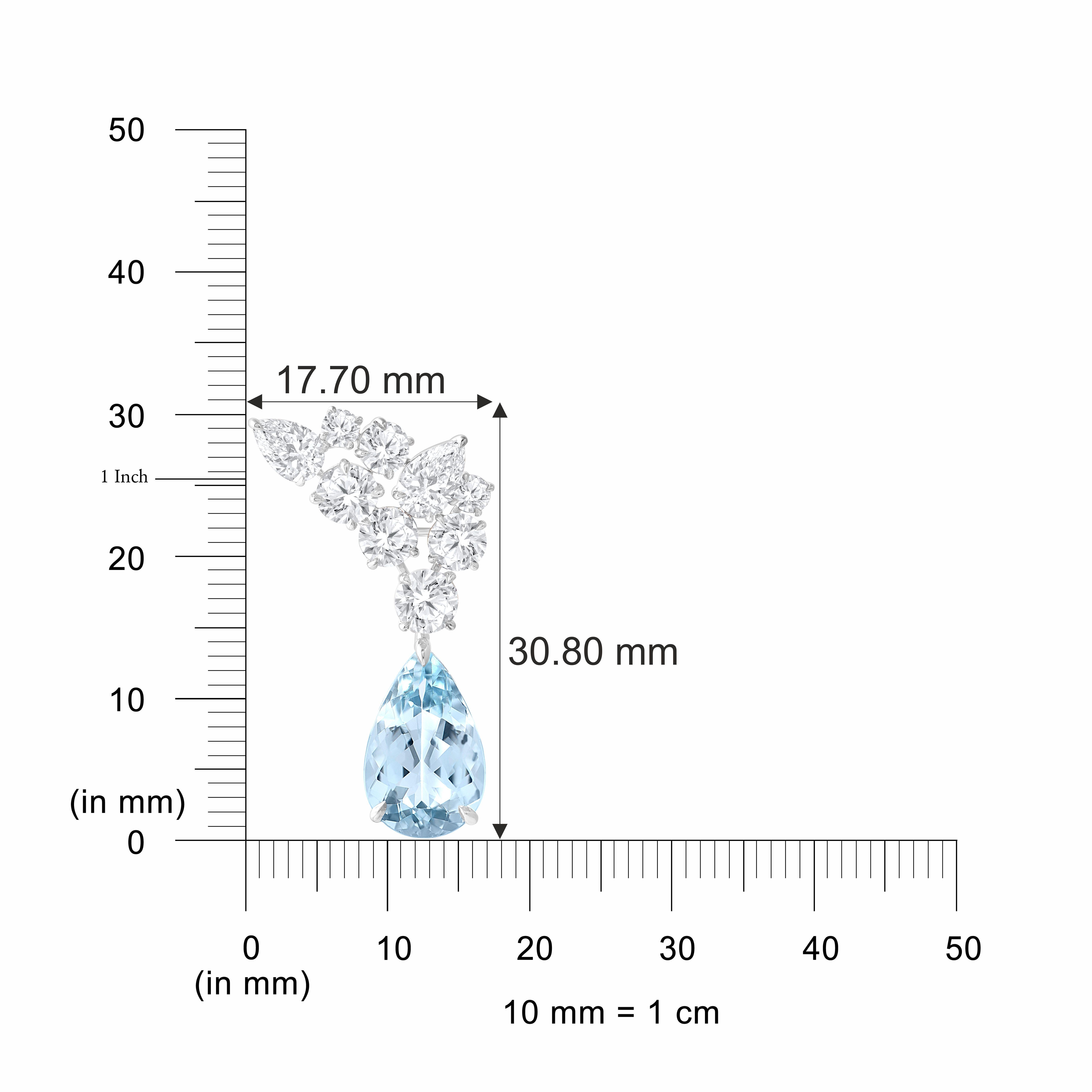 Brilliant Cut HARAKH 5 1/3 CT Natural Colorless Diamond and Aquamarine Gemstone Earrings For Sale
