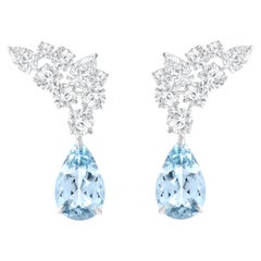 Orecchini con gemme di diamante e acquamarina incolori Nature da 5 1/3 CT di Harakh