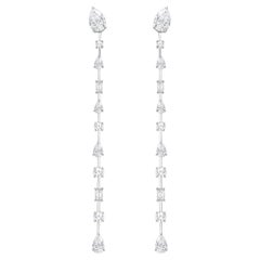 HARAKH Pendientes Soneto Gota de Lluvia de Diamantes Incoloros de 5 1/5 Quilates en Oro Blanco de 18 KT