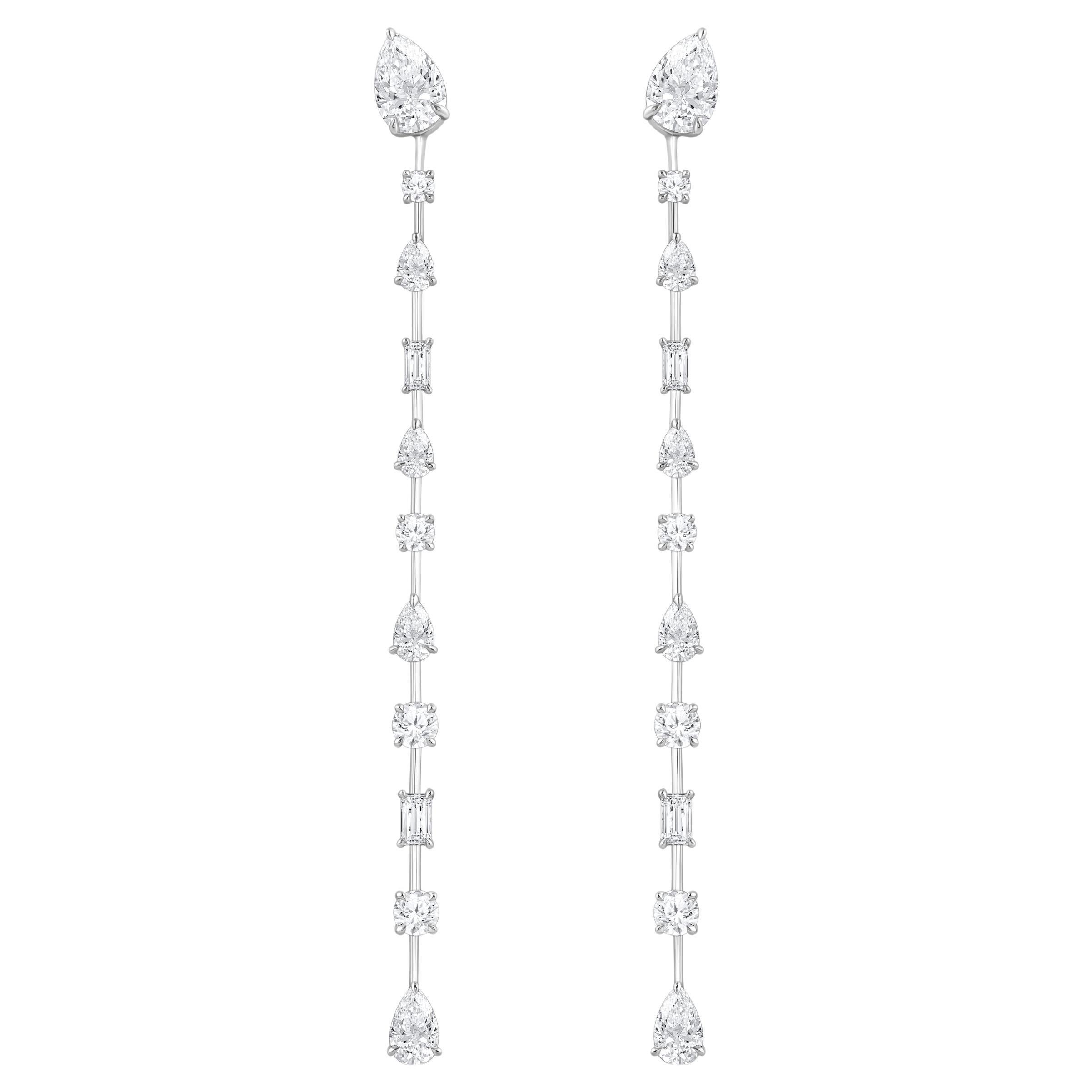 HARAKH 5 1/5 Karat farblose Diamant- Raindrop Sonnet-Ohrringe aus 18KT Weißgold