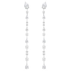 HARAKH 5 1/5 Carat Colorless Diamond Raindrop Sonnet Earrings in 18KT White Gold