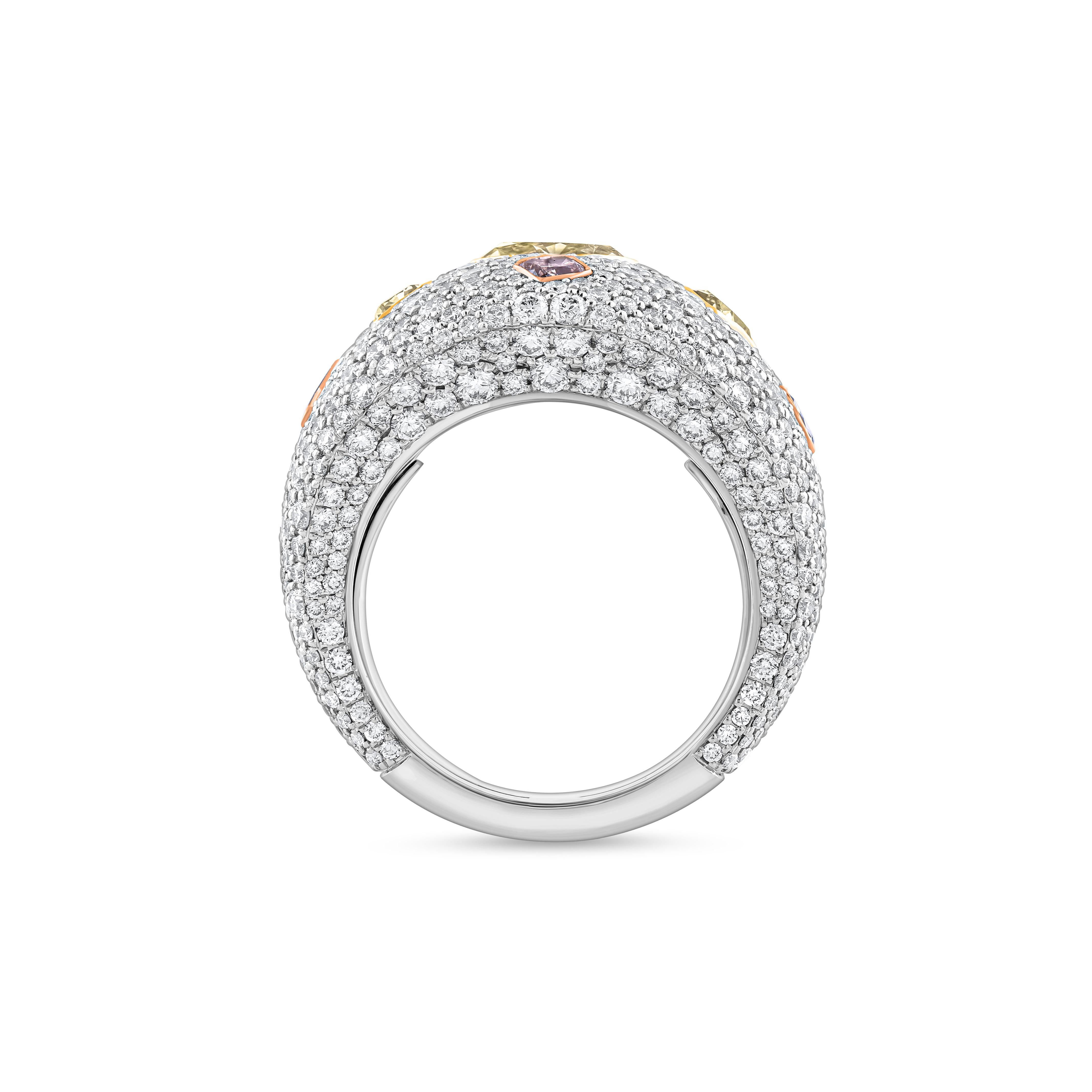 Modern HARAKH 5 5/8 CT Colorless and Yellow Diamond Raindrop 18KT Gold Ring For Sale