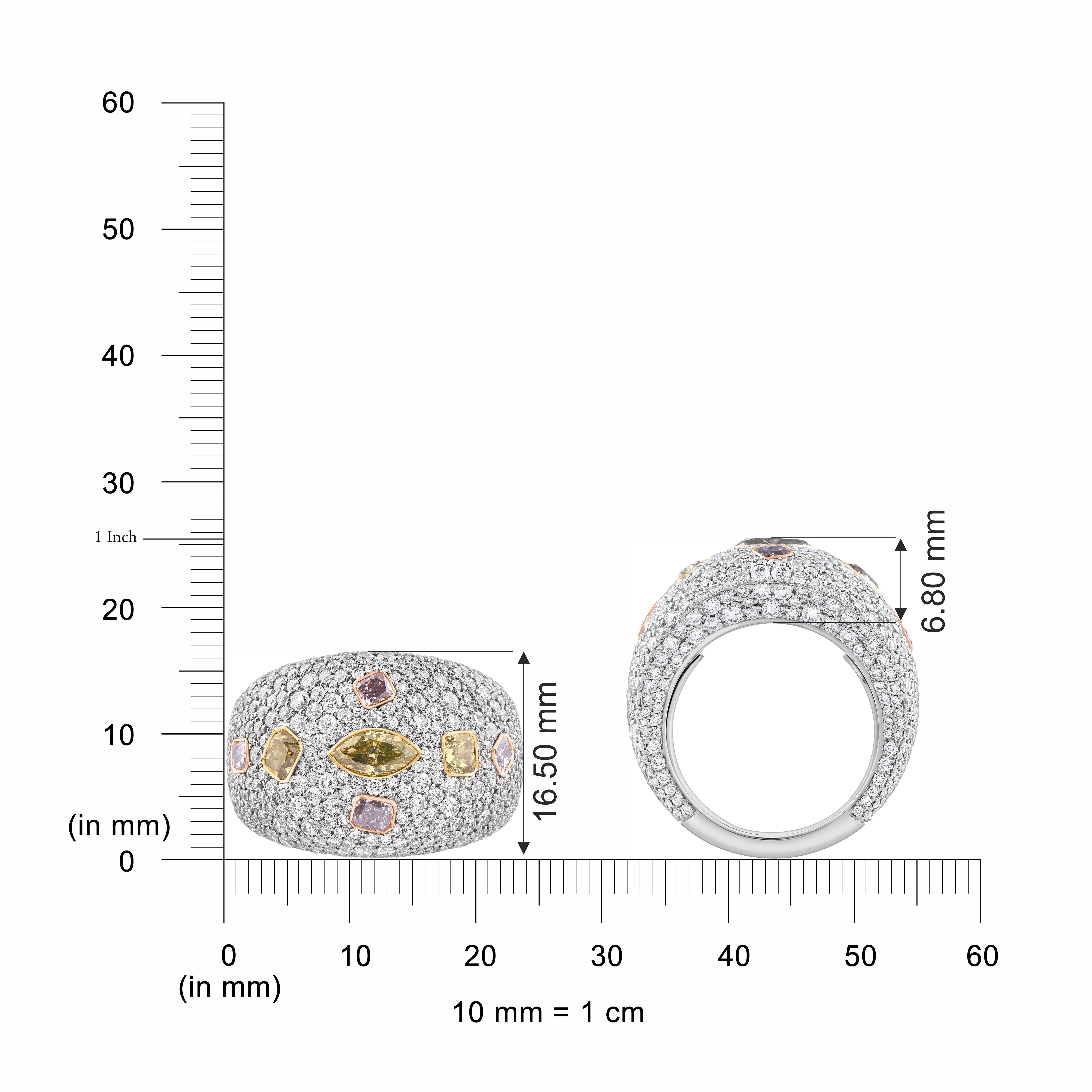Brilliant Cut HARAKH 5 5/8 CT Colorless and Yellow Diamond Raindrop 18KT Gold Ring For Sale