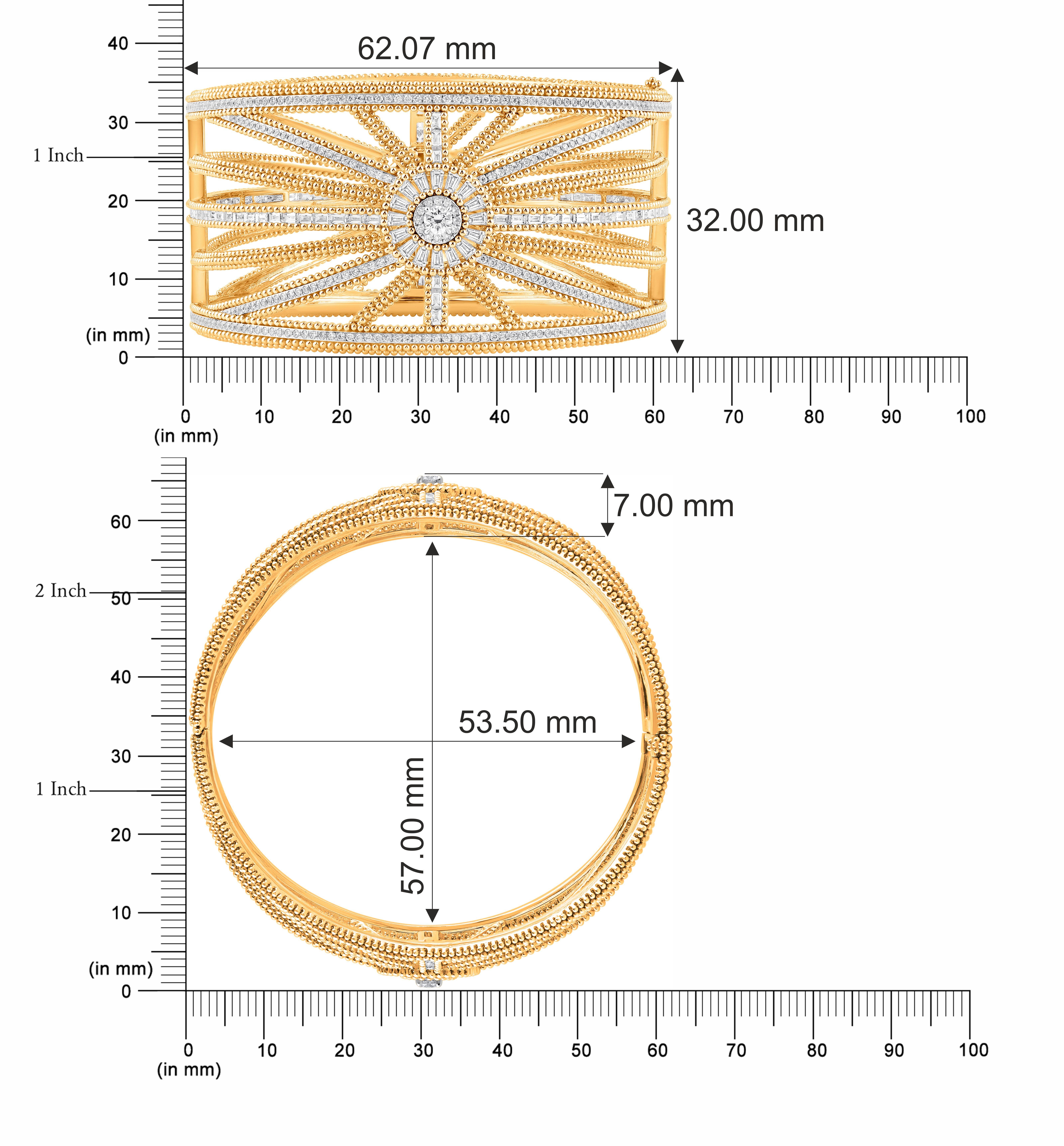 HARAKH 5 5/8CT farbloser Diamant Sonnenlicht 18K Gold Sonnenlicht Armreif (Brillantschliff) im Angebot
