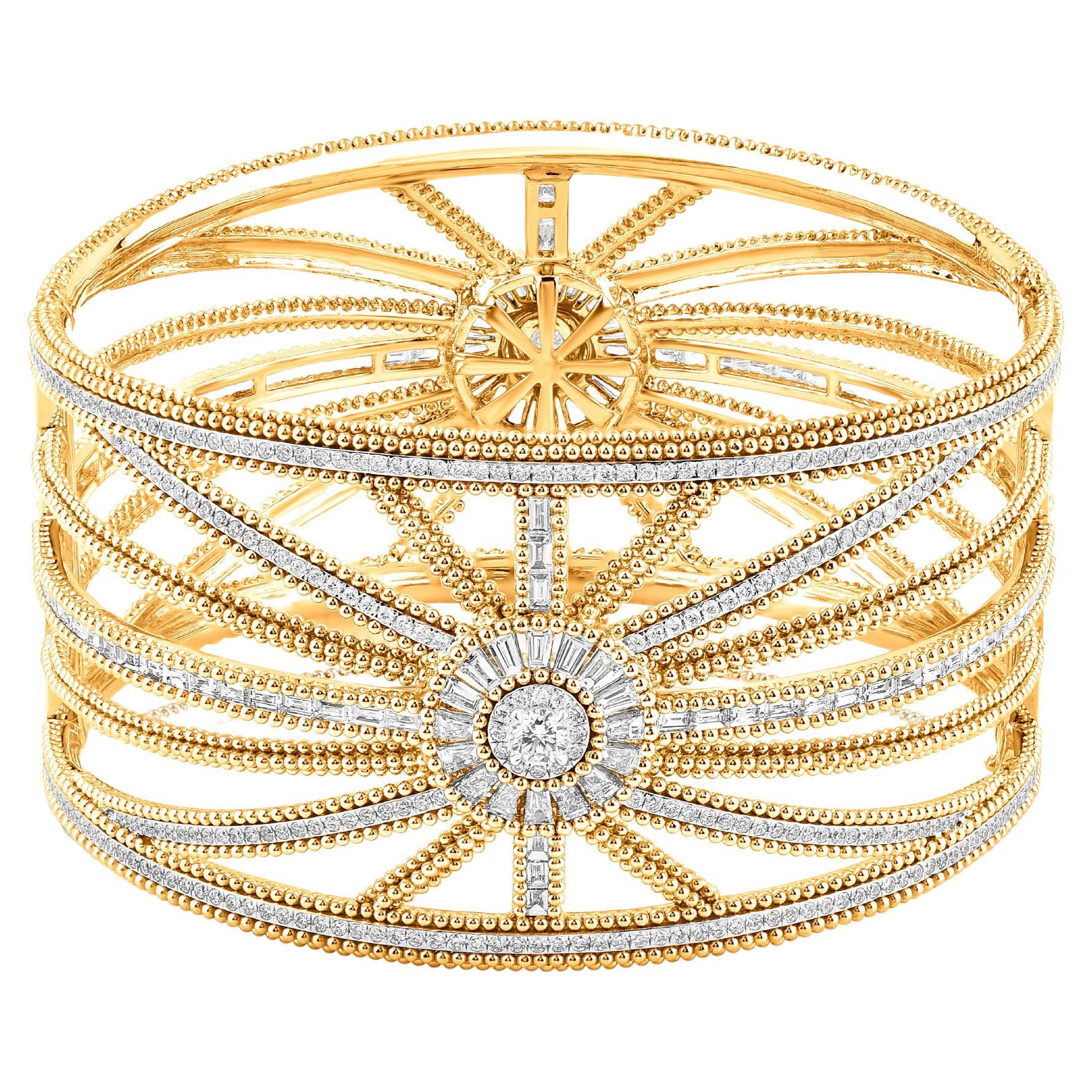 HARAKH 5 5/8CT Colorless Diamond Sunlight 18K Gold Sunlight Bangle