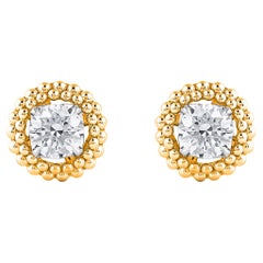 HARAKH 5/8 Carat Colorless Diamond 18 Karat Yellow Gold Stud Earrings