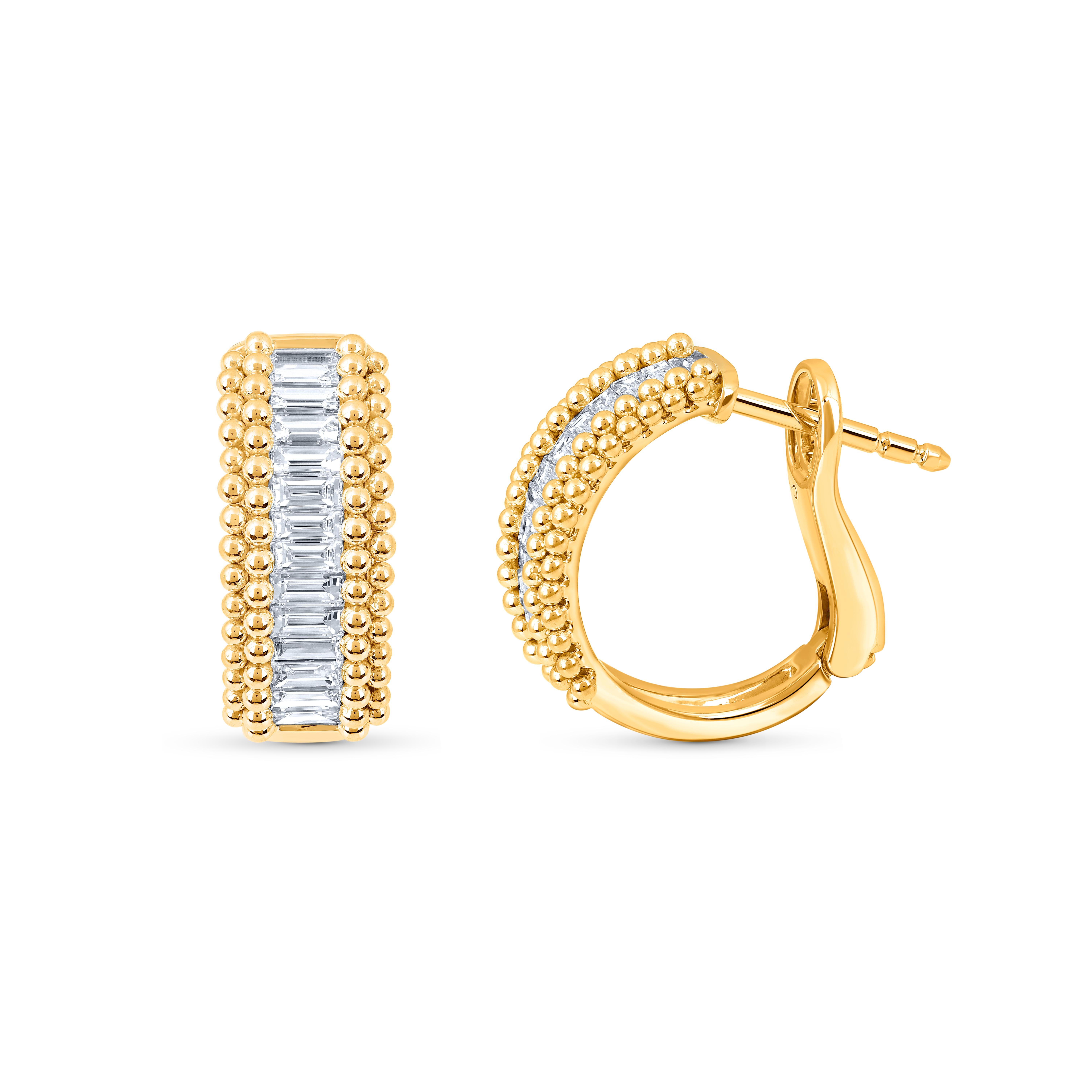 HARAKH 5/8 Karat farblose Diamant 18KT Gelbgold Baguette-Ohrringe (Moderne) im Angebot