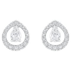 Harakh 5/8 CT Natural Colorless Diamond 18KT Raindrop Pear Stud Earrings