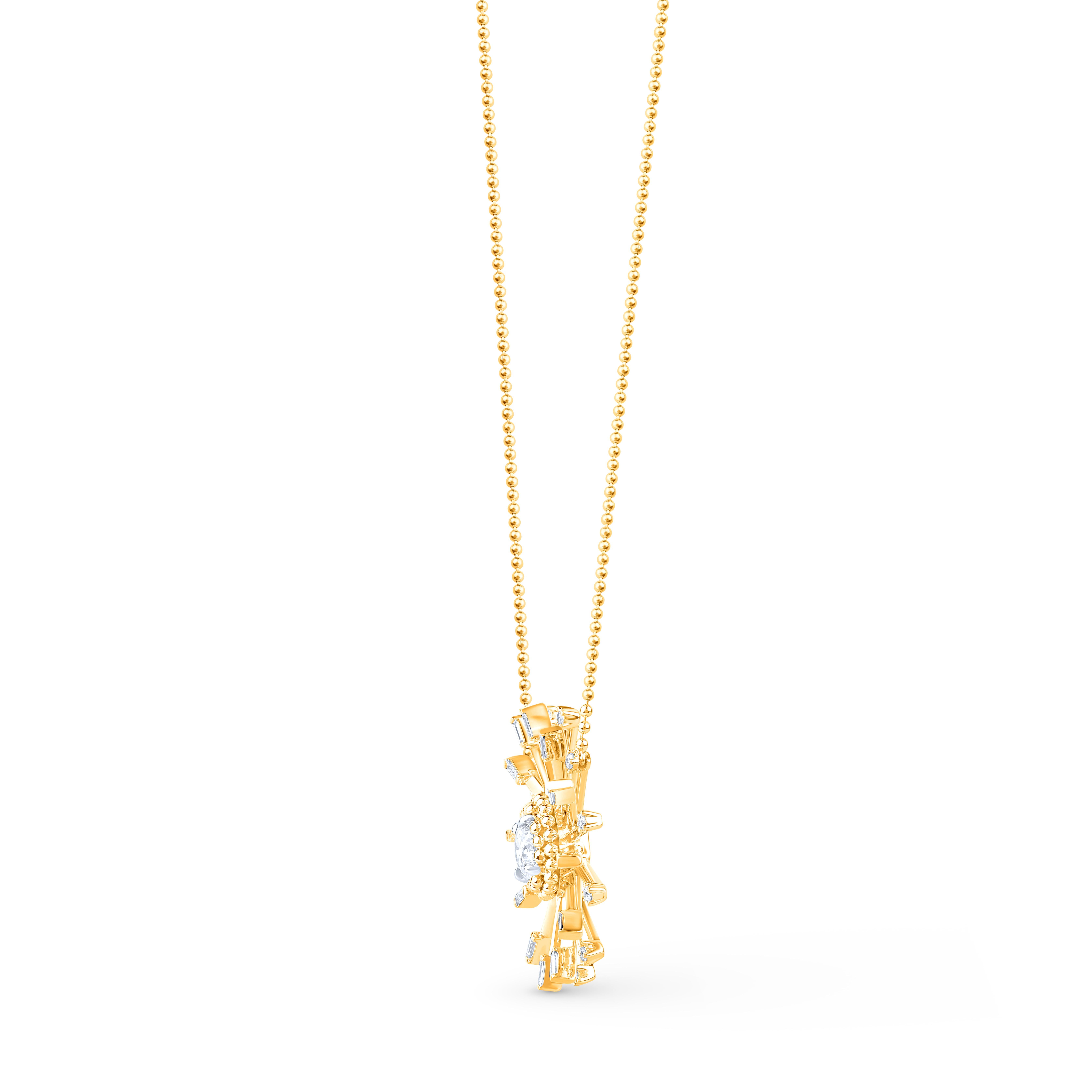 Contemporain HARAKH Collier pendentif Sunlight en or jaune 18 carats et diamants incolores de 5/8 carats en vente