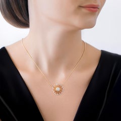 HARAKH 5/8 CT Colorless Diamond Sunlight Pendant Necklace in 18 Kt Yellow Gold