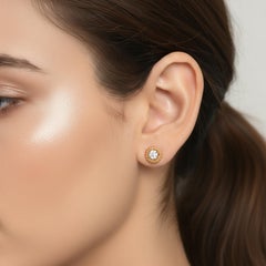 HARAKH 5/8 CT Natural Colorless Diamond 18KT Yellow Gold Stud Earrings