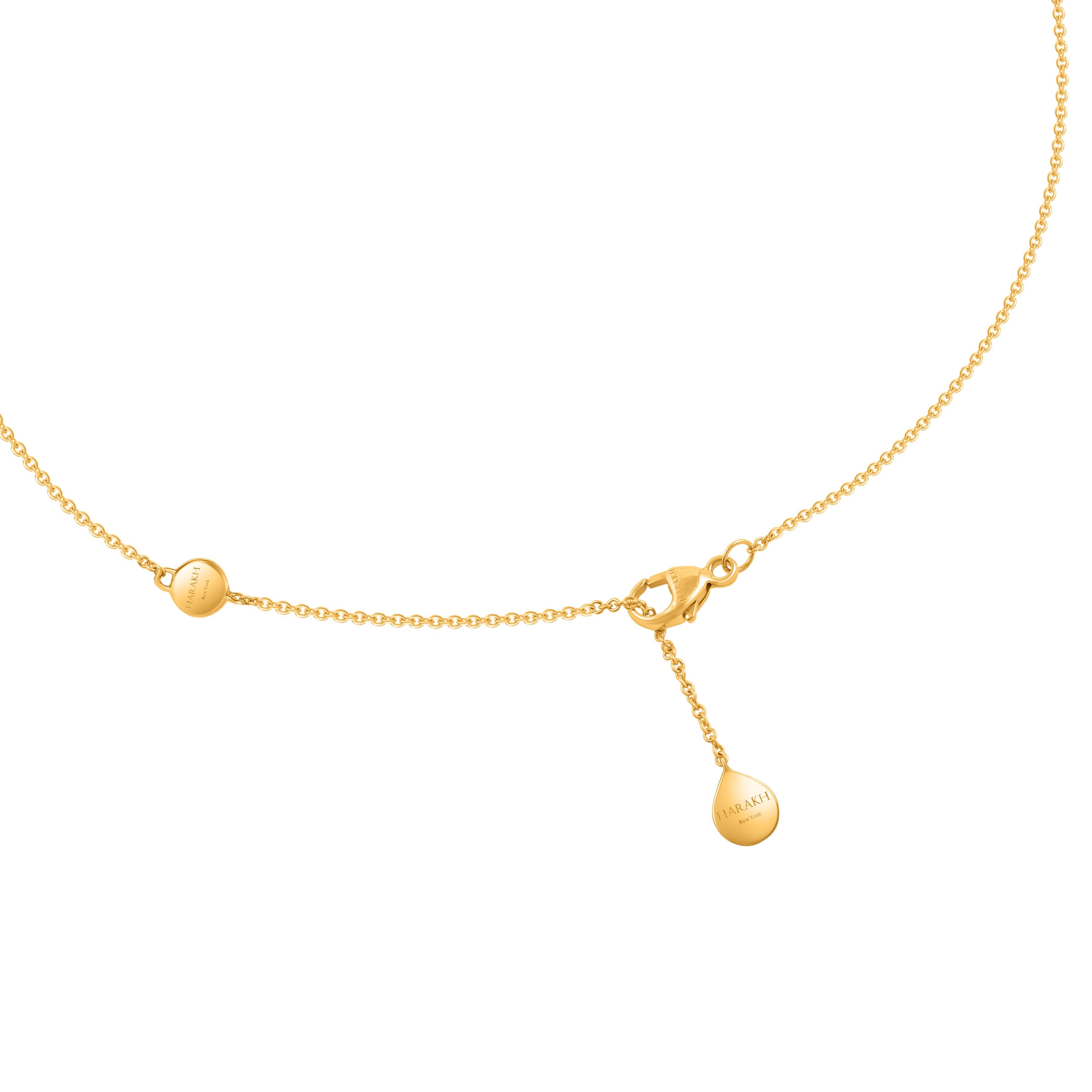 Contemporary HARAKH 5/8 CT Natural Colorless Diamond Lariat Necklace in 18KT Yellow Gold For Sale