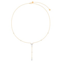 HARAKH 5/8 CT Natural Colorless Diamond Lariat Necklace in 18KT Yellow Gold