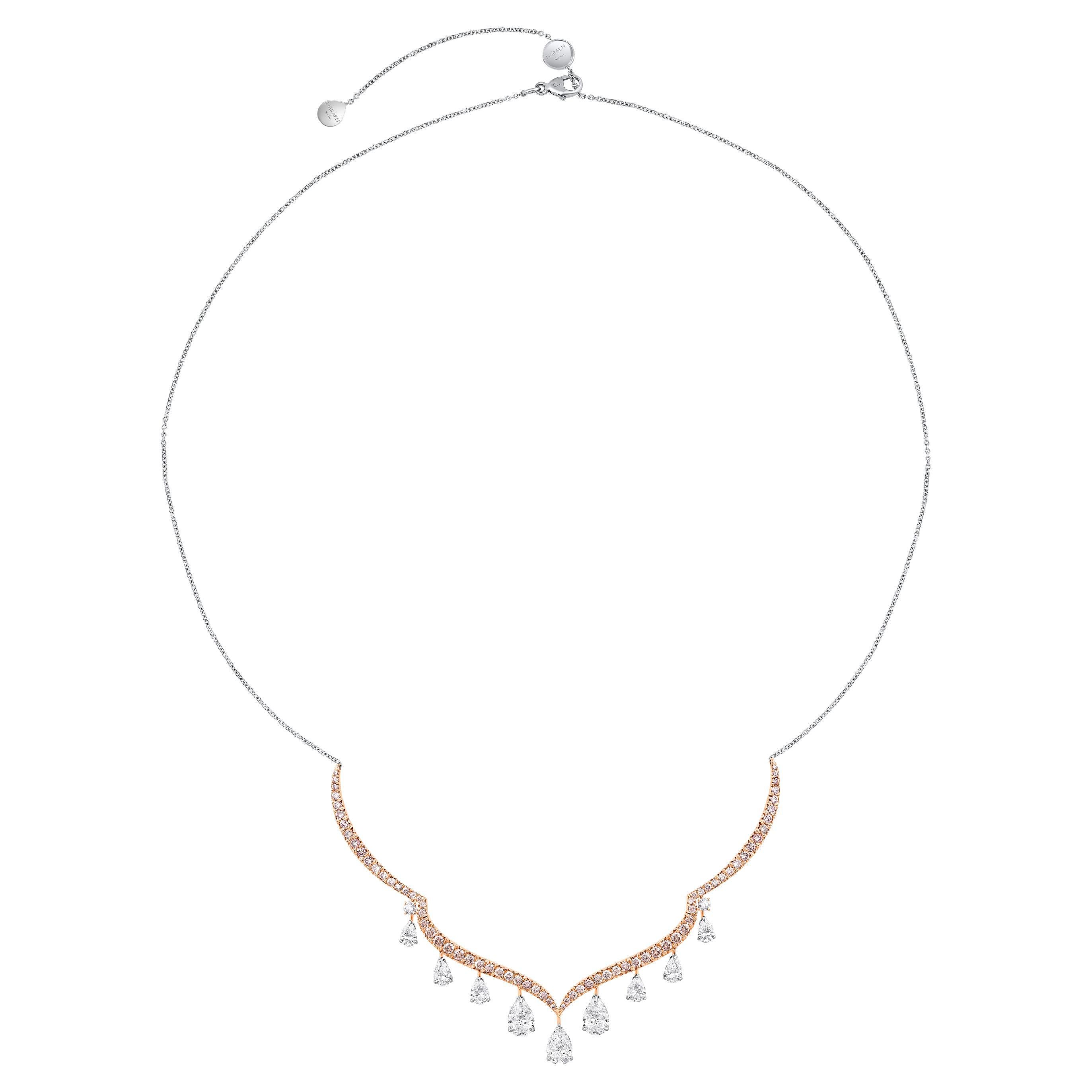 Collana in oro 18KT con diamante incolore e diamante rosa Argyle di 5 carati di Harakh