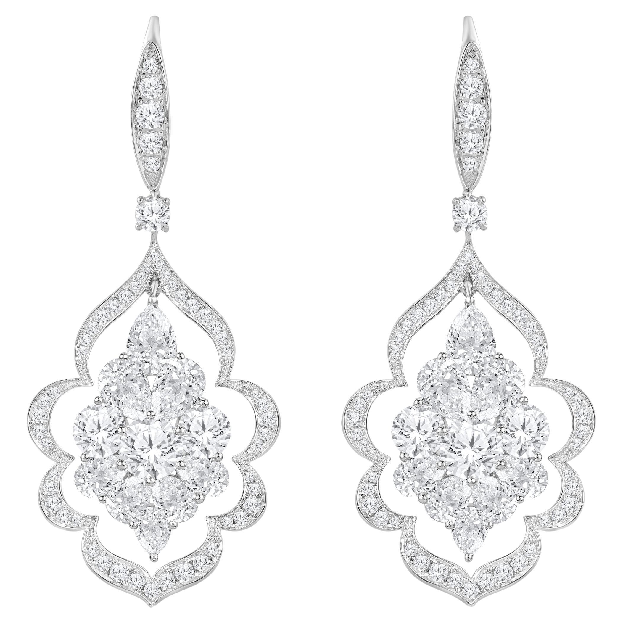 Orecchini Mandala in oro bianco 18KT con diamante incolore HARAKH 6 3/4 CT