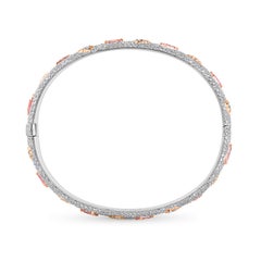 HARAKH 6 3/8 CT Colorless Diamond and Tourmaline Mandala Bangle in 18KT Gold