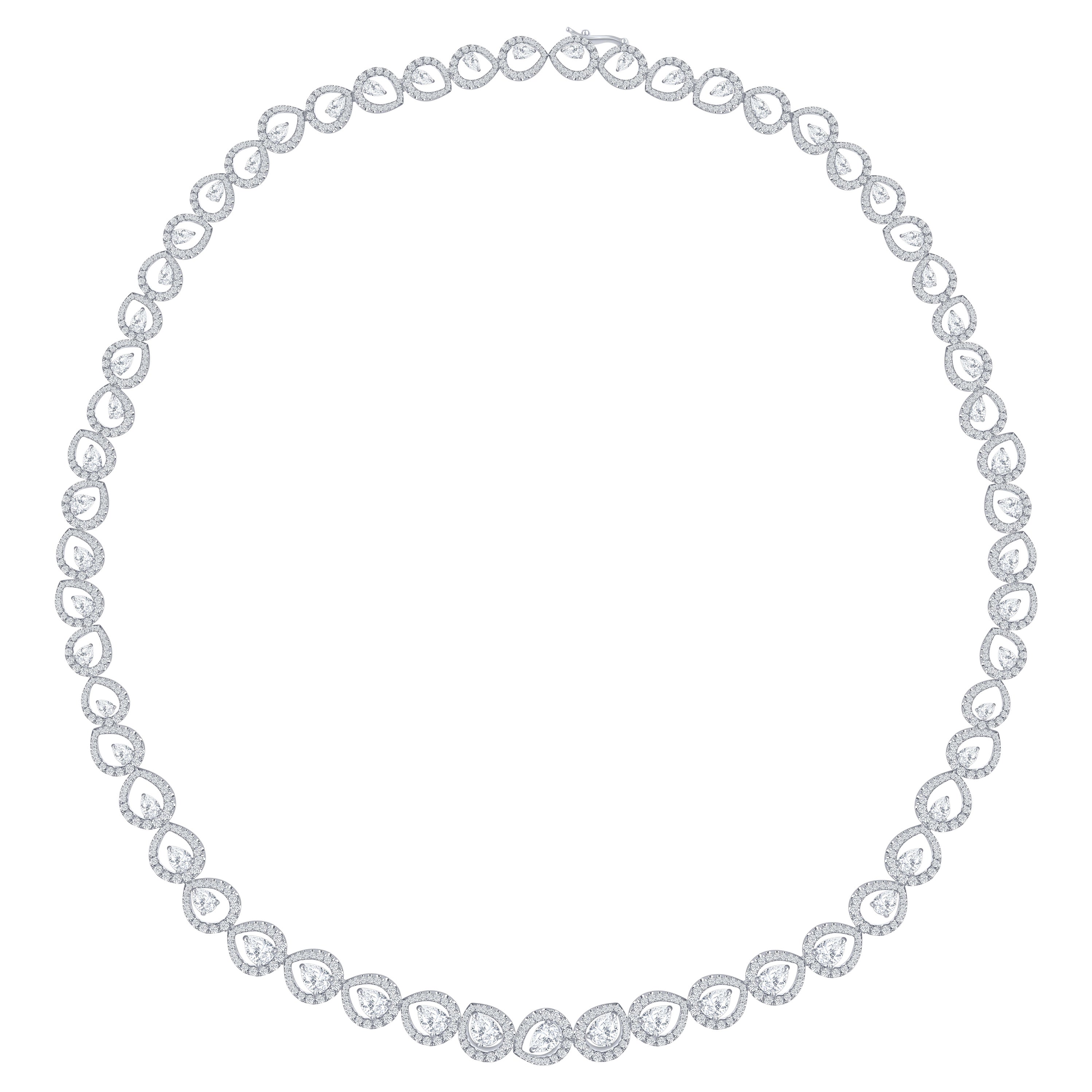 HARAKH 7 3/4 CT Natural Colorless Diamond Tennis Necklace in 18KT White Gold
