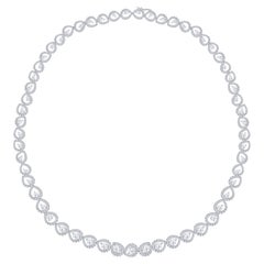 HARAKH 7 3/4 CT Natural Colorless Diamond Tennis Necklace in 18KT White Gold
