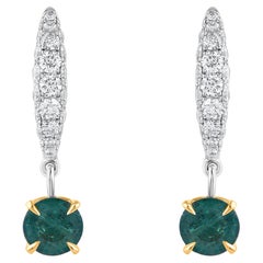 HARAKH 7/8 Carat Colorless Diamond 
Emerald Raindrop 18KT Gold Huggie Earrings