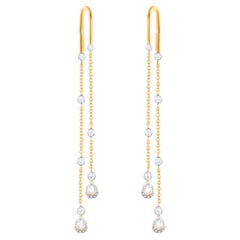 HARAKH 7/8 Carat Natural Colorless Diamond Threader Earrings in 18KT Yellow Gold