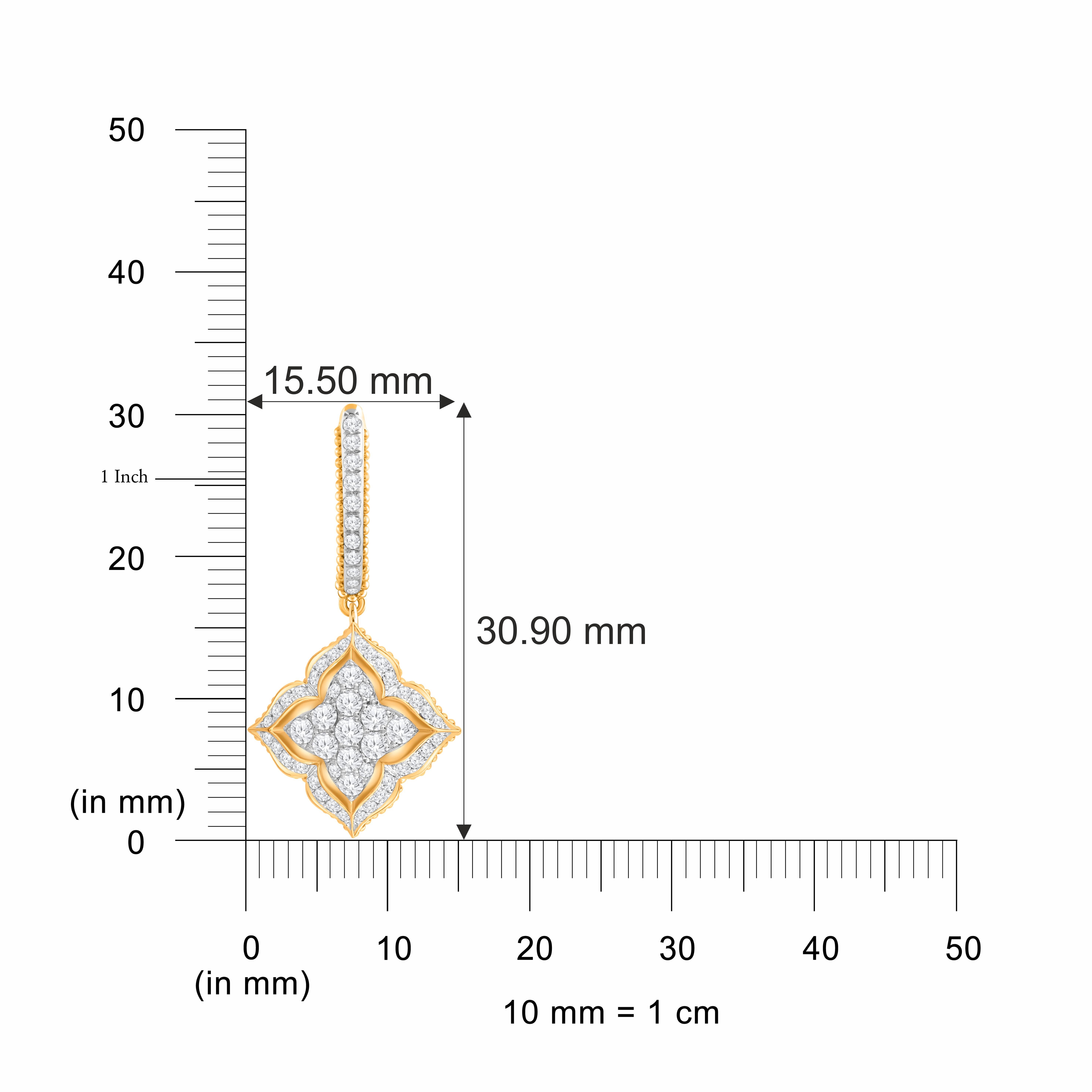 HARAKH 7/8 CT Colorless Diamond Mandala Dome Drops Dangling 18KT Gold Earrings Moderno en venta