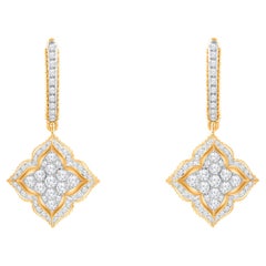 HARAKH 7/8 CT Colorless Diamond Mandala Dome Drops Dangling 18KT Gold Earrings
