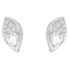 HARAKH 7/8 CT Natural Colorless Diamond Brilliant and Rose Cut Stud Earrings