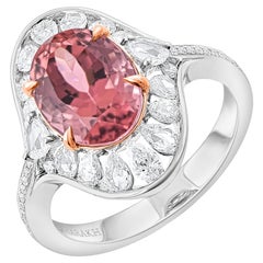 HARAKH  7/8CT Colorless Diamond and Tourmaline Cascade 18KT Gold Ring