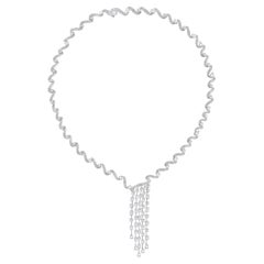HARAKH 9 5/8 CT Colorless Diamonds Cascade Waterfall Necklace 18KT White Gold