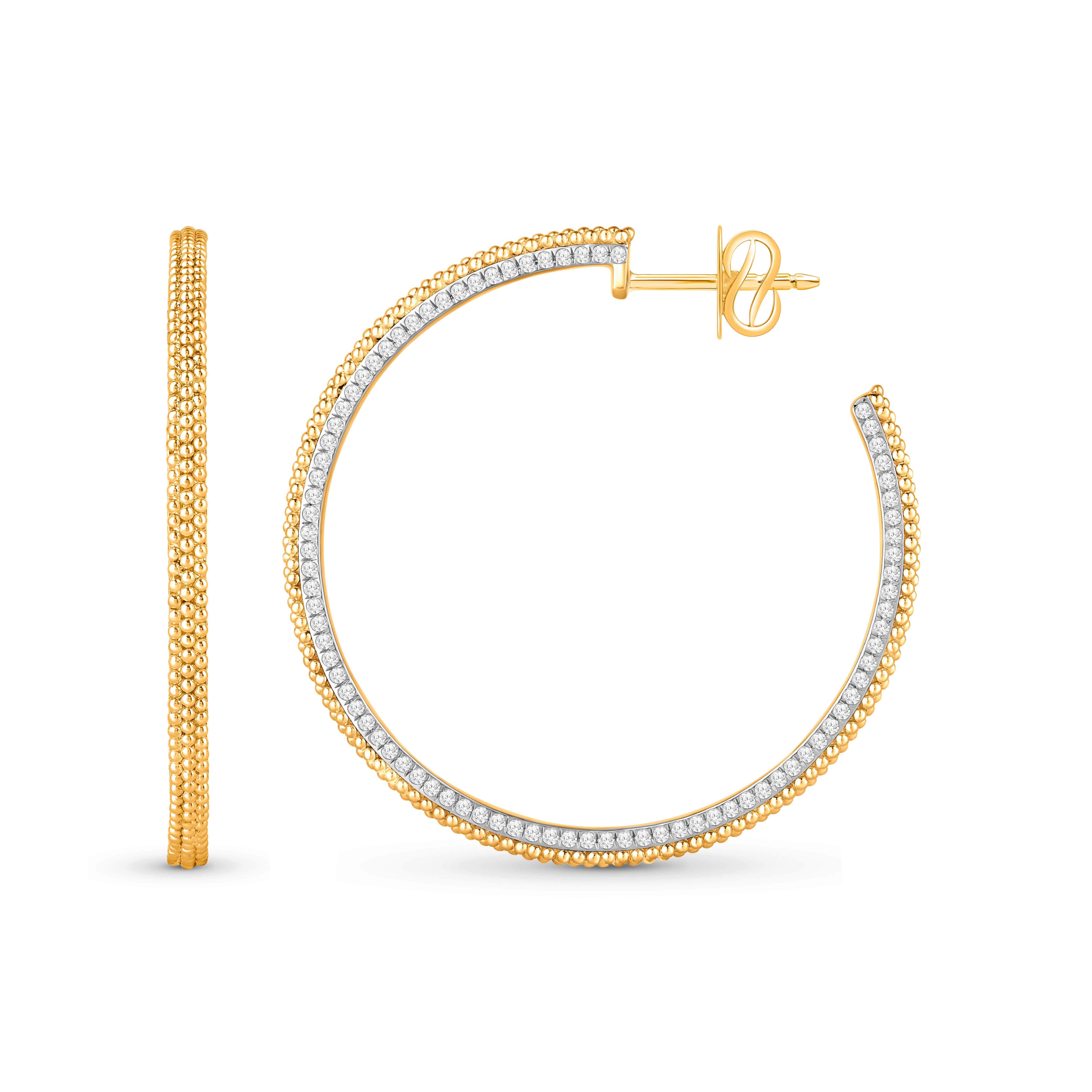 HARAKH Auric Sphere 1 1/2 CT farbloser Diamant 18KT Gelbgold Creolen (Zeitgenössisch) im Angebot