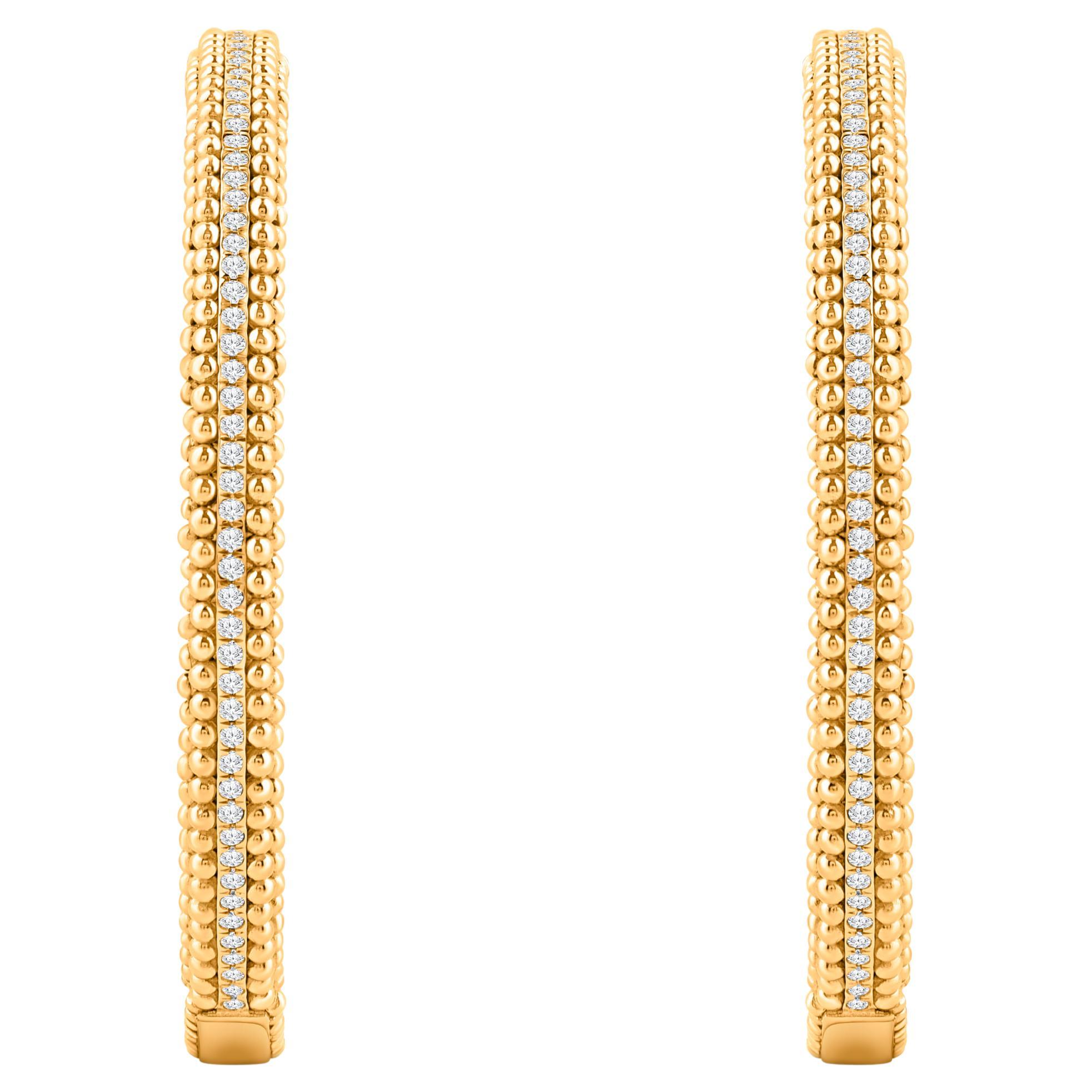 HARAKH Auric Sphere 1/3 CT Colorless Diamond 18KT Yellow Gold Hoop Earrings