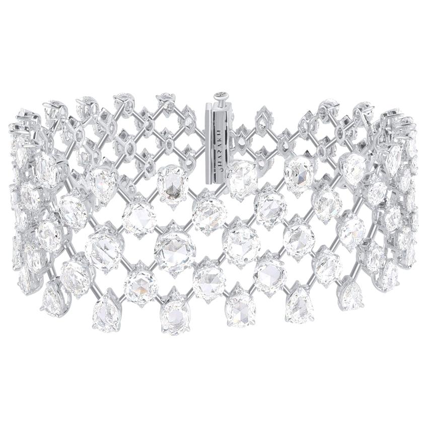 HARAKH 18 5/8 CT Natural Colorless Diamond Brillant and Rose cut Bracelet