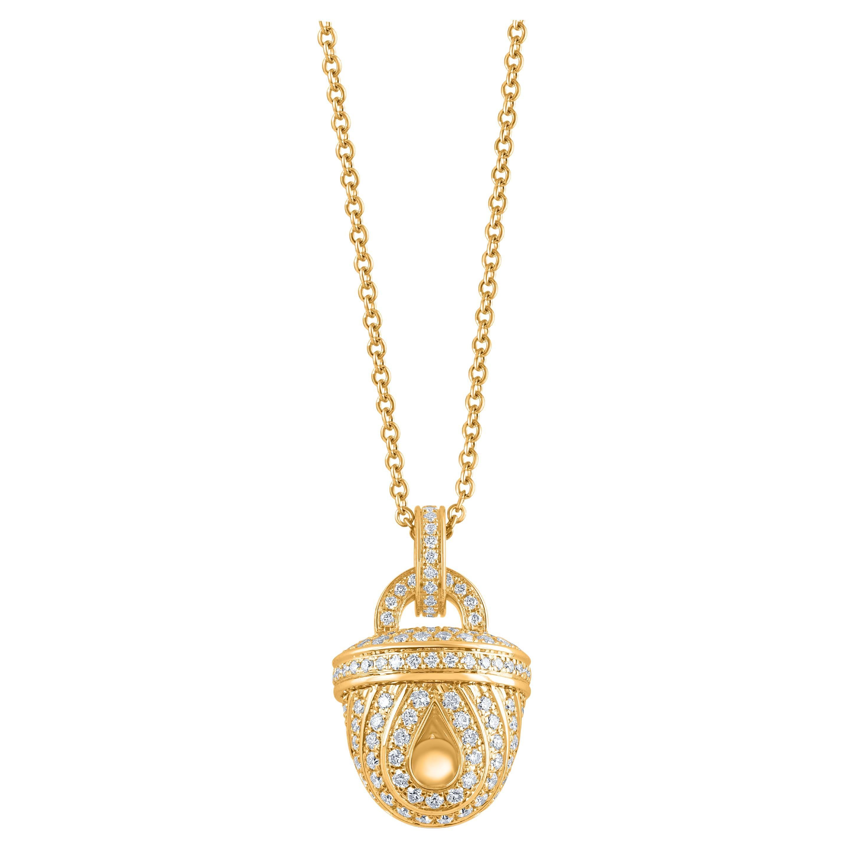 Harakh Colorless Diamond 0.80 Carat Pendant Necklace in 18 Karat Yellow Gold