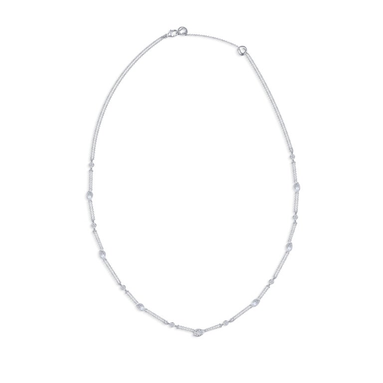 Harakh Colorless Diamond 0.85 Carat Station Necklace in 18 Kt White ...