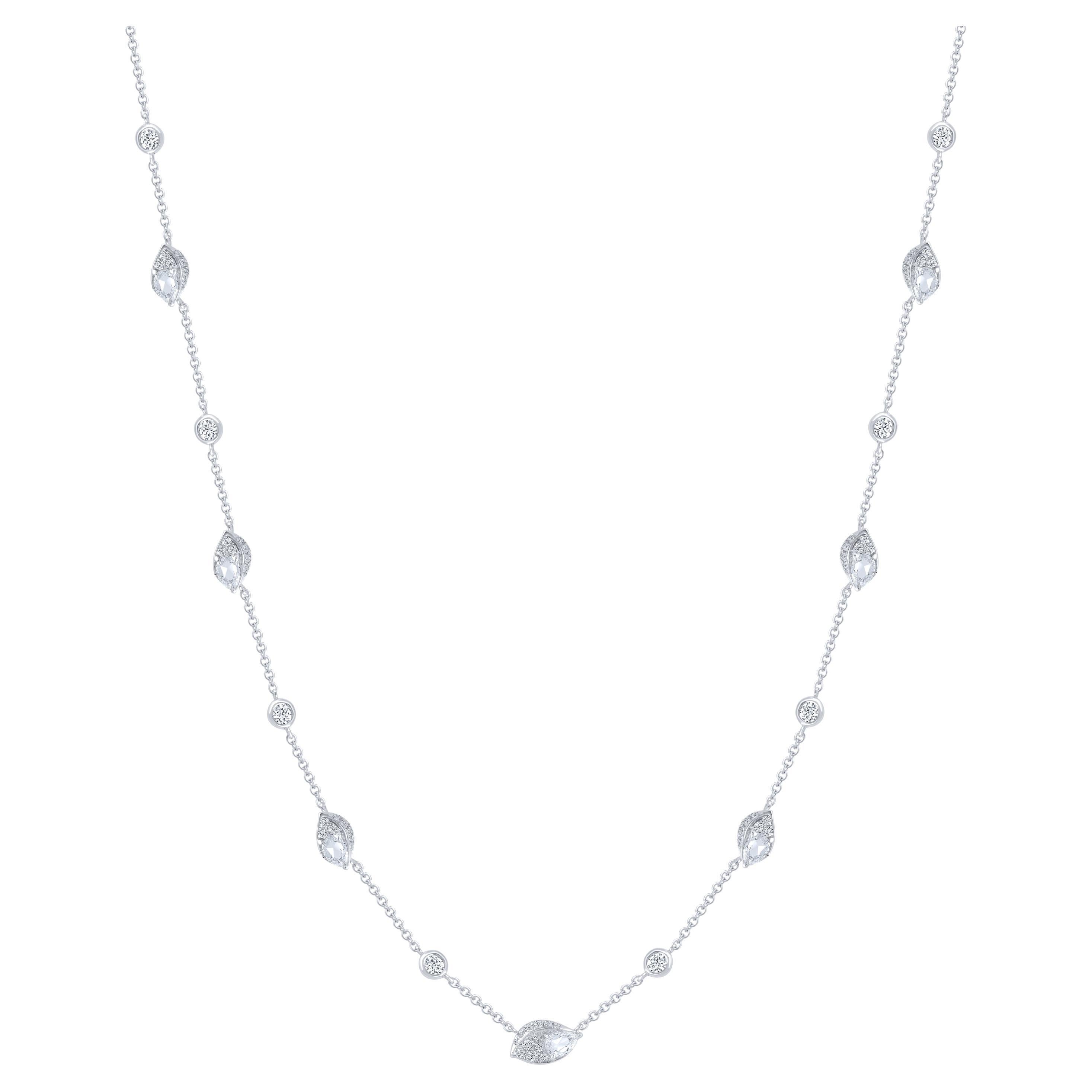 Harakh Colorless Diamond 0.85 Carat Station Necklace in 18 Kt White Gold