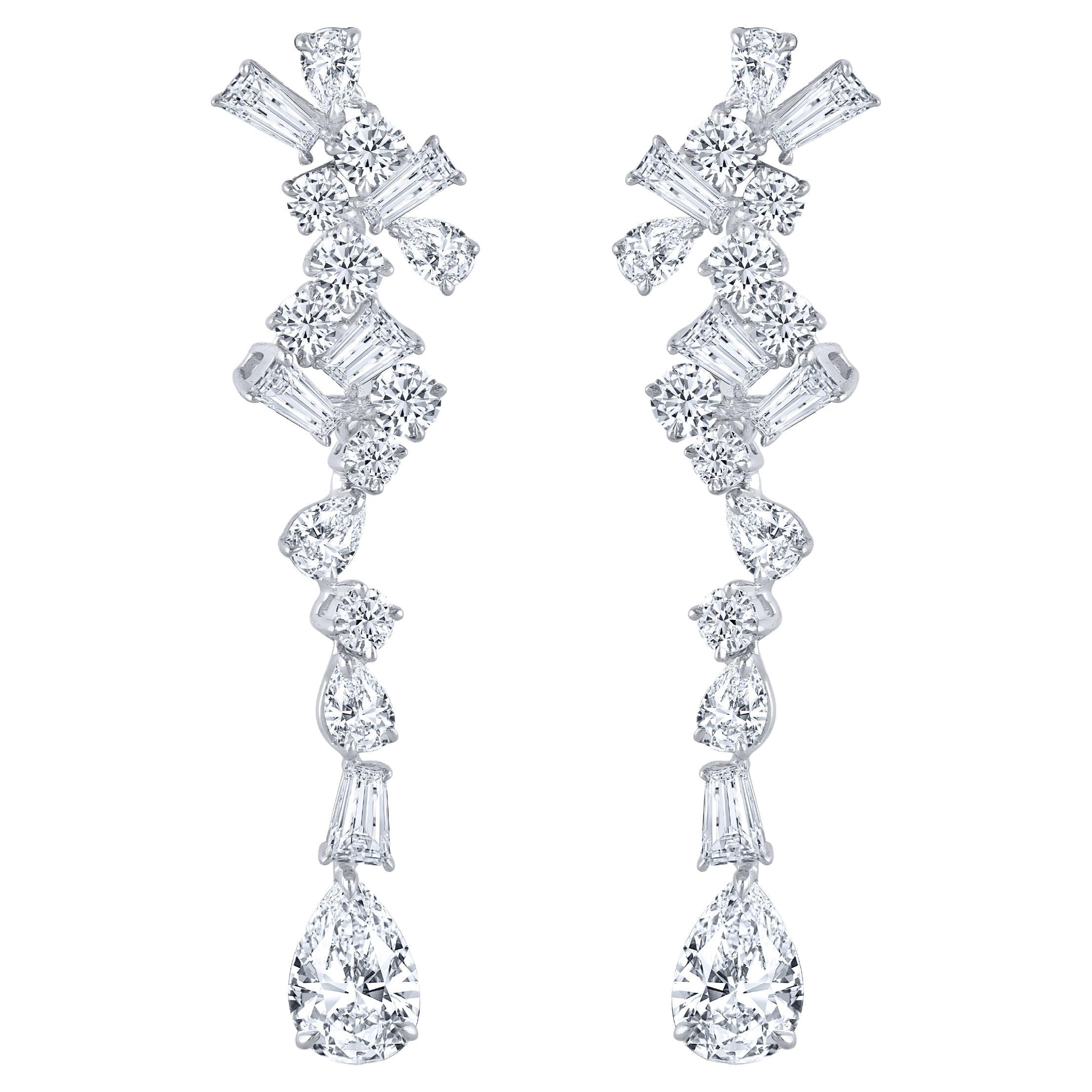 Harakh Colourless Diamond 2.75 Carat Dangling Earrings in 18 KT White Gold
