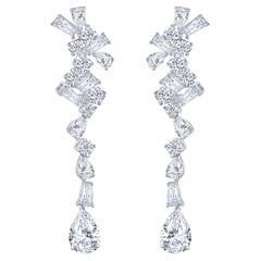 Harakh Colourless Diamond 2.75 Carat Dangling Earrings in 18 KT White Gold