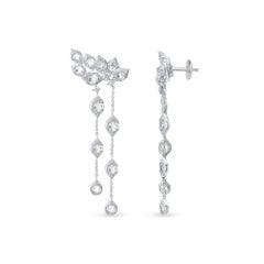 HARAKH Pendientes Colgantes de Diamante Incoloro de 3 1/4 Quilates en Oro Blanco de 18 KT