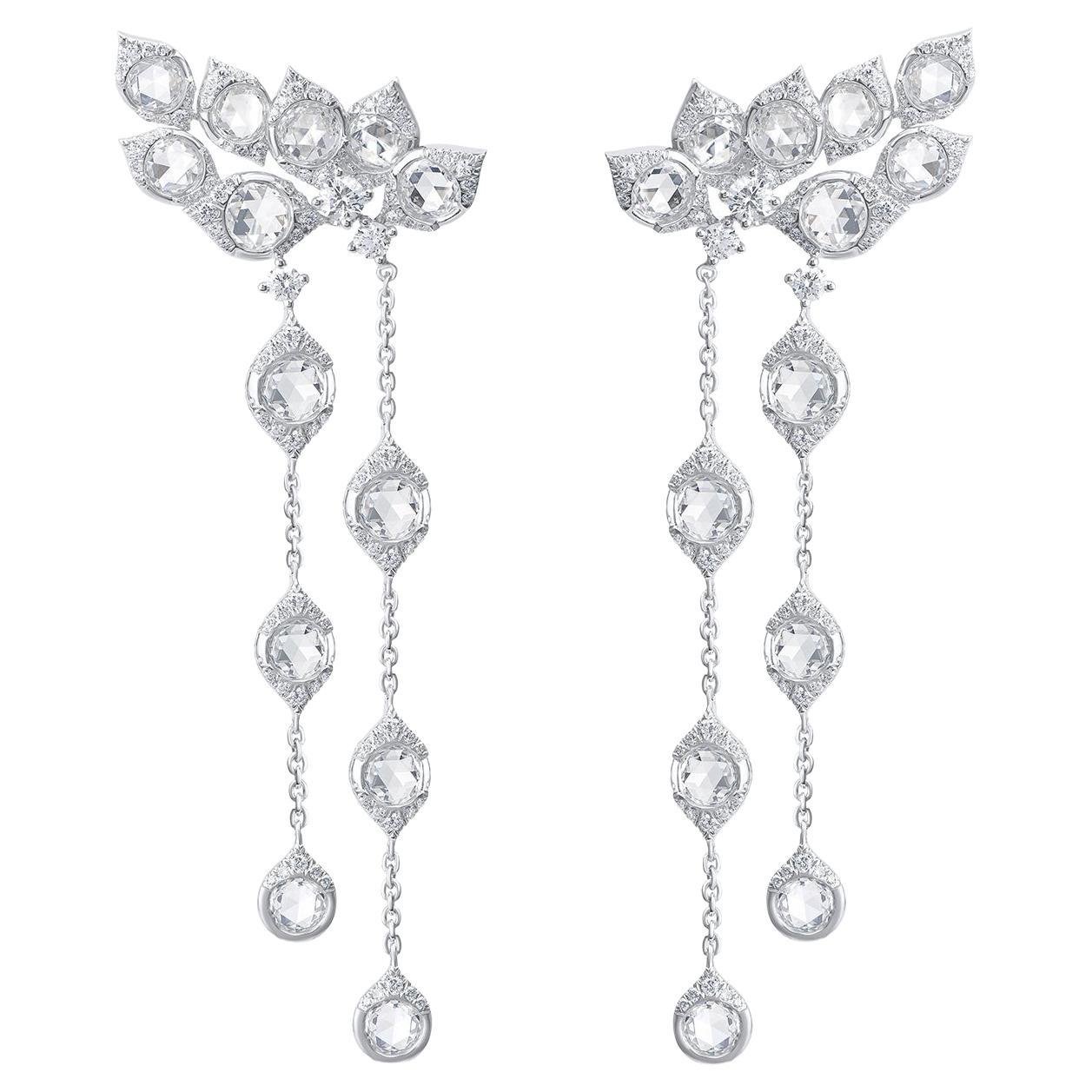 Harakh Colorless Diamond 3.25 Carat Dangling Earrings in 18 KT White Gold