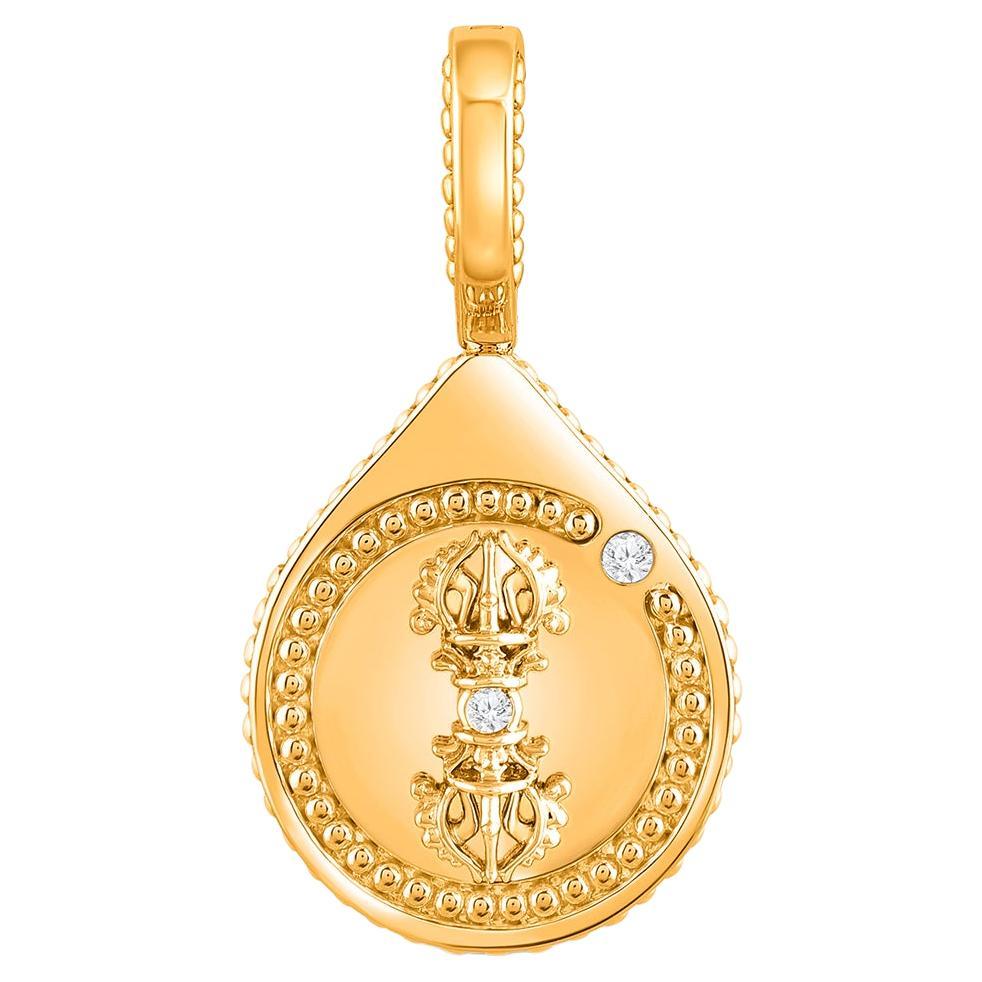 Harakh Diamant incolore Goutte de Joie Pendentif de confiance Or jaune 18K