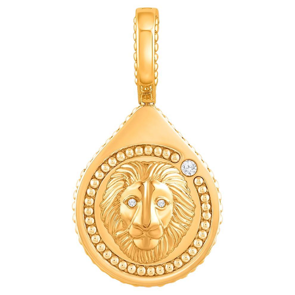 Harakh Diamant incolore Drop of JOY Courage Charm-Pendant en or jaune 18K en vente