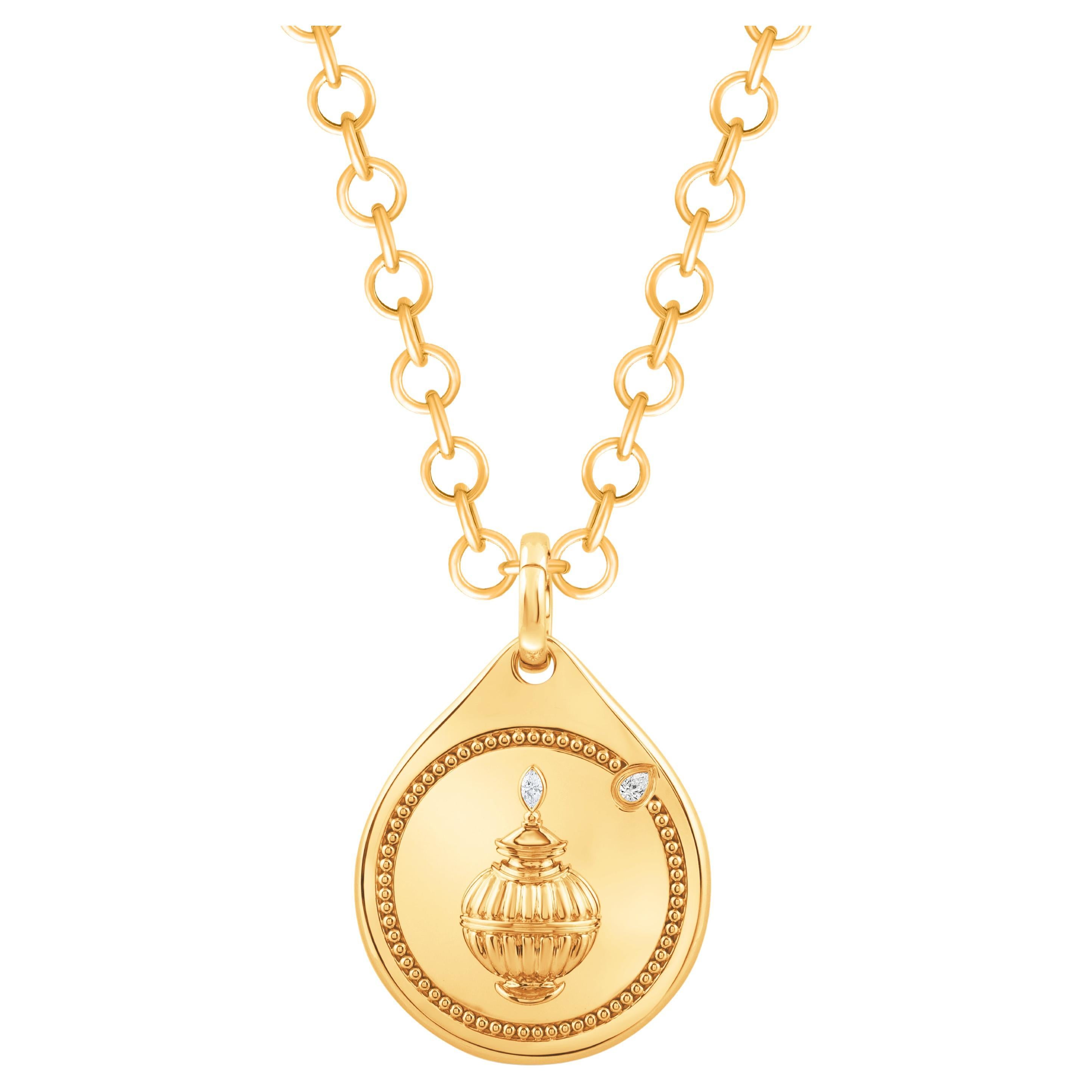 HARAKH Colorless Diamond Drop of JOY Prosperity 18KT Gold Pendant Necklace