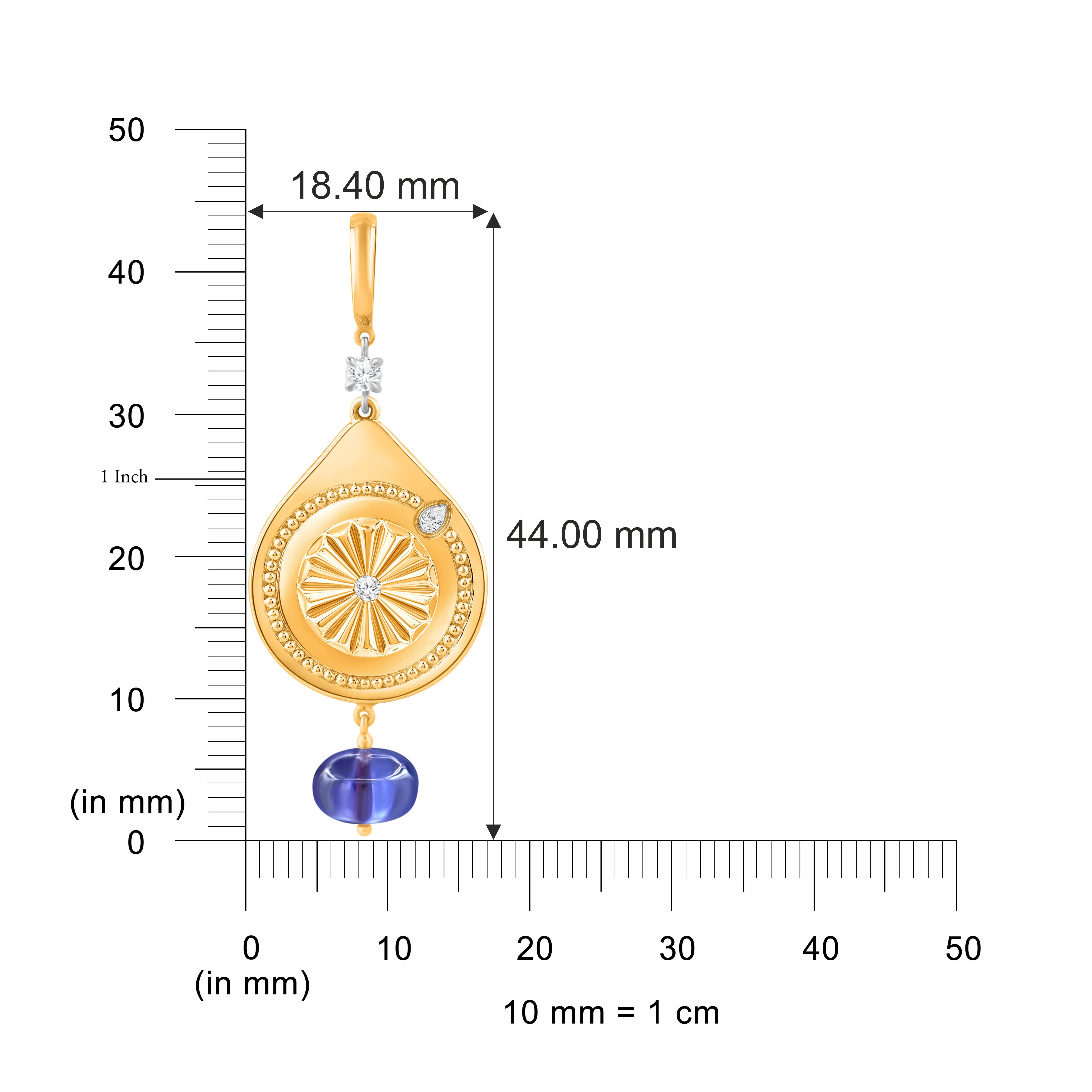 Taille brillant Harakh Diamant incolore Goutte de JOIE Breloque de protection-Pendentif en or jaune 18K en vente