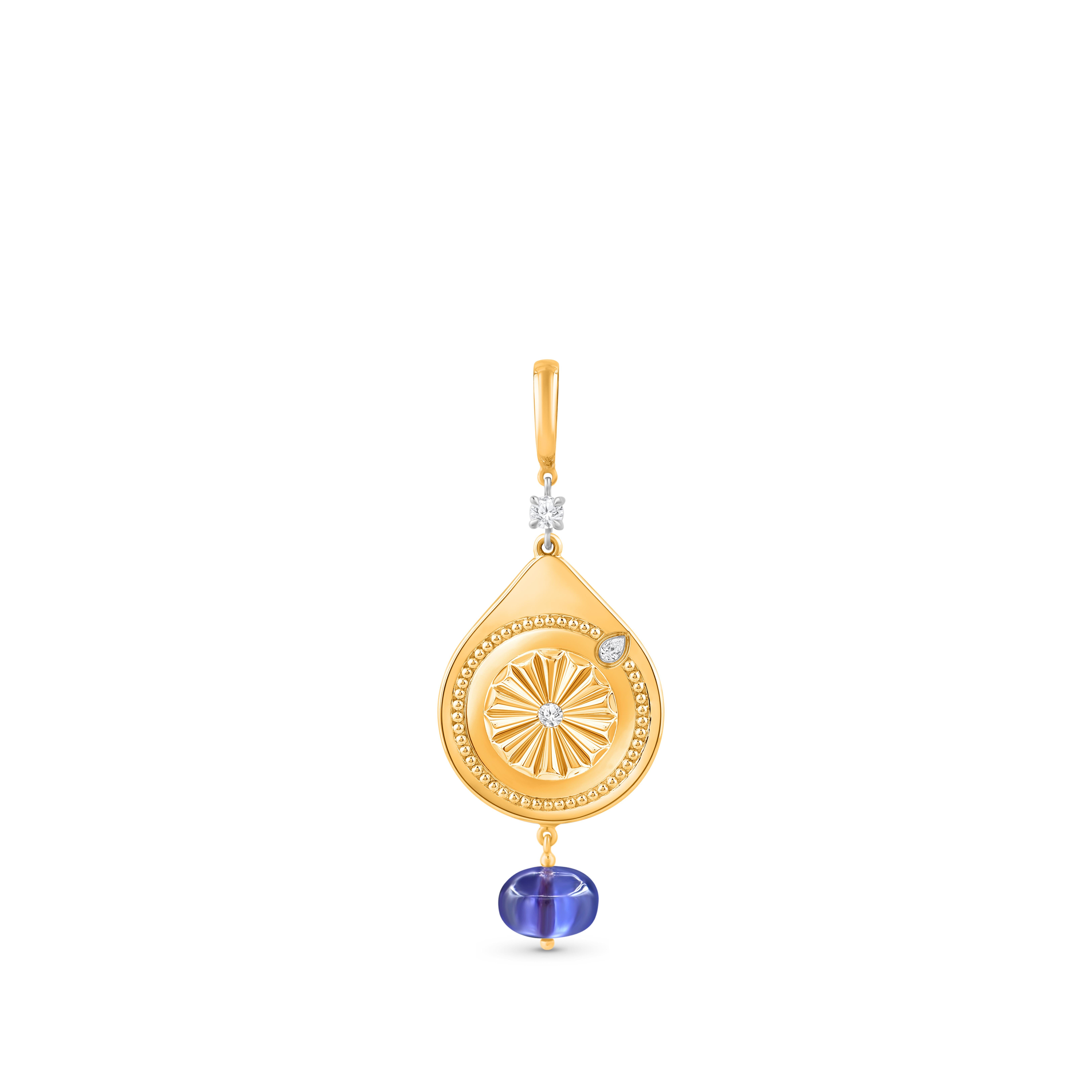 Harakh Diamant incolore Goutte de JOIE Breloque de protection-Pendentif en or jaune 18K