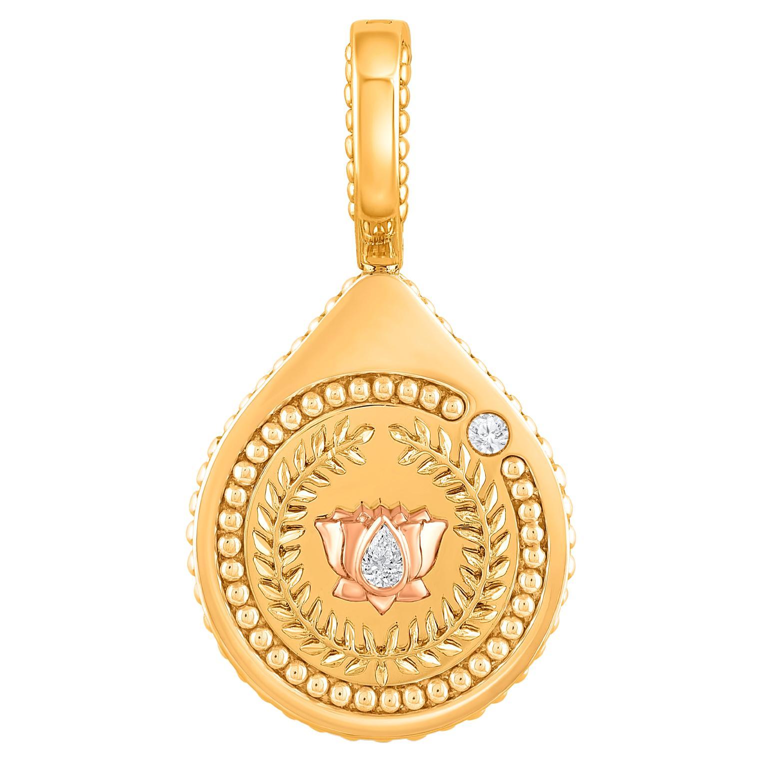 Harakh Diamant incolore Goutte de joie Pendentif en or jaune 18K