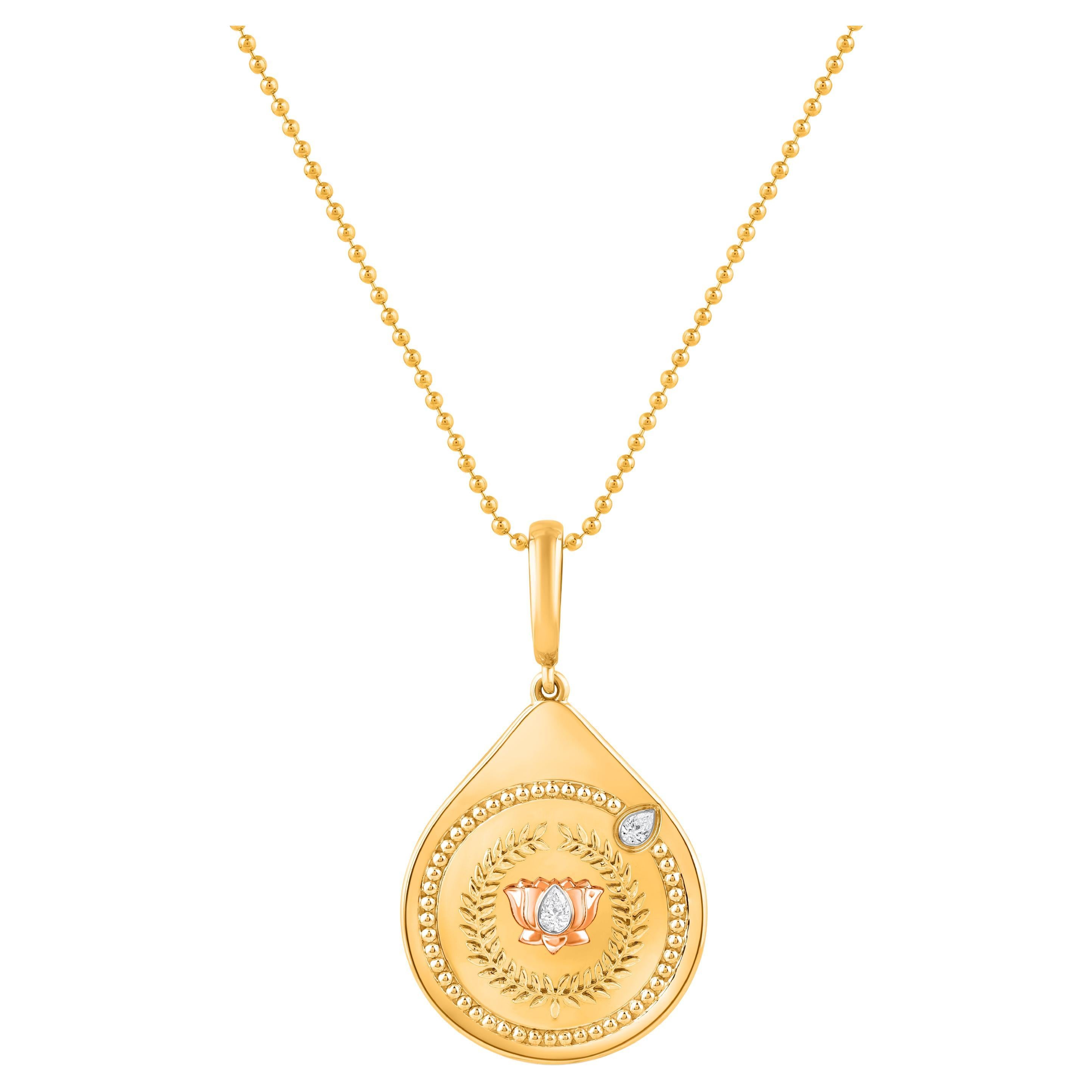 HARAKH 1/20CT farbloser Diamant Tropfen der JOY Resilience Anhänger Halskette 18K Gold