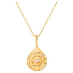 HARAKH 1/20CT farbloser Diamant Tropfen der JOY Resilience Anhänger Halskette 18K Gold