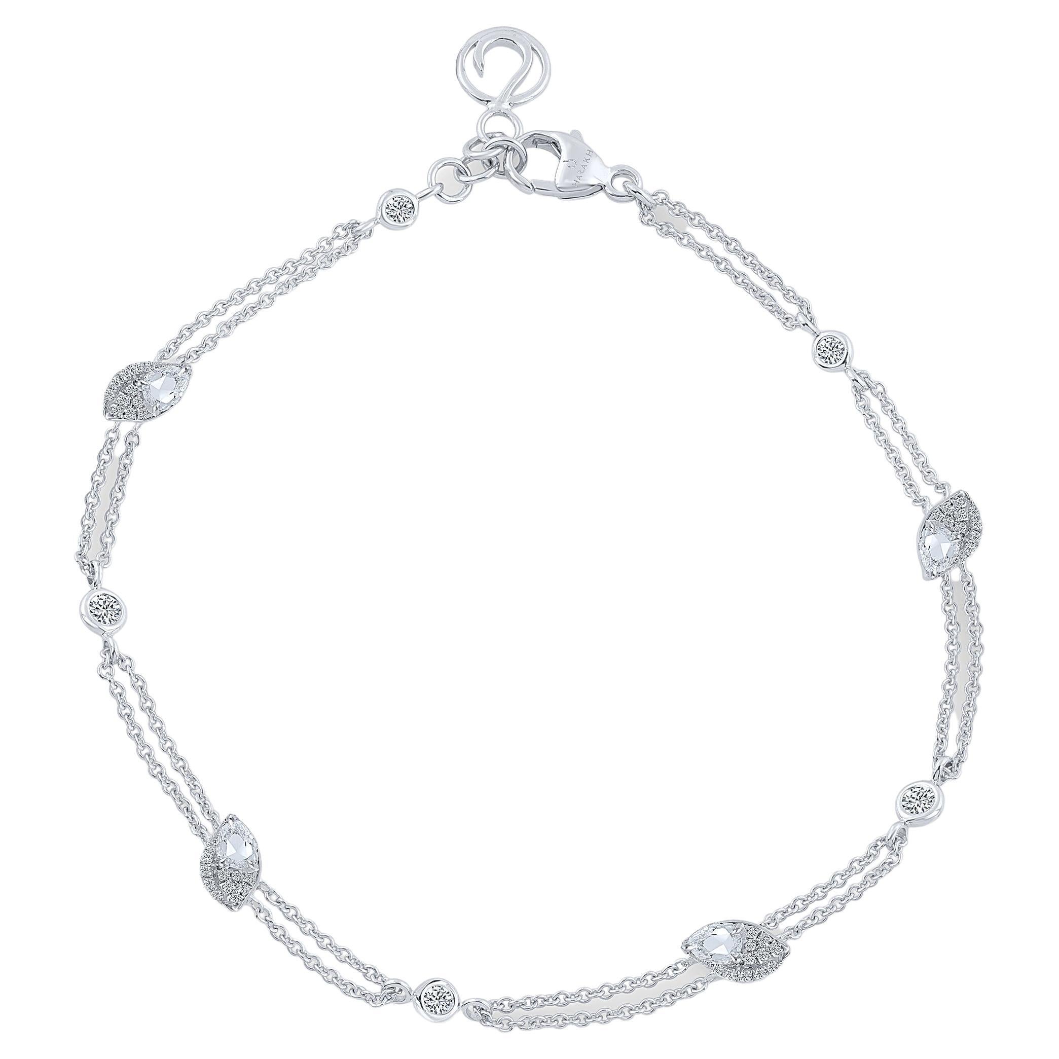 Harakh Colorless Diamond 0.80 Carat Frangipani Bracelet in 18 KT White