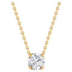 HARAKH Collar Colgante de Diamante Solitario Certificado GIA de 0,26 Quilates en Oro de 18 KT