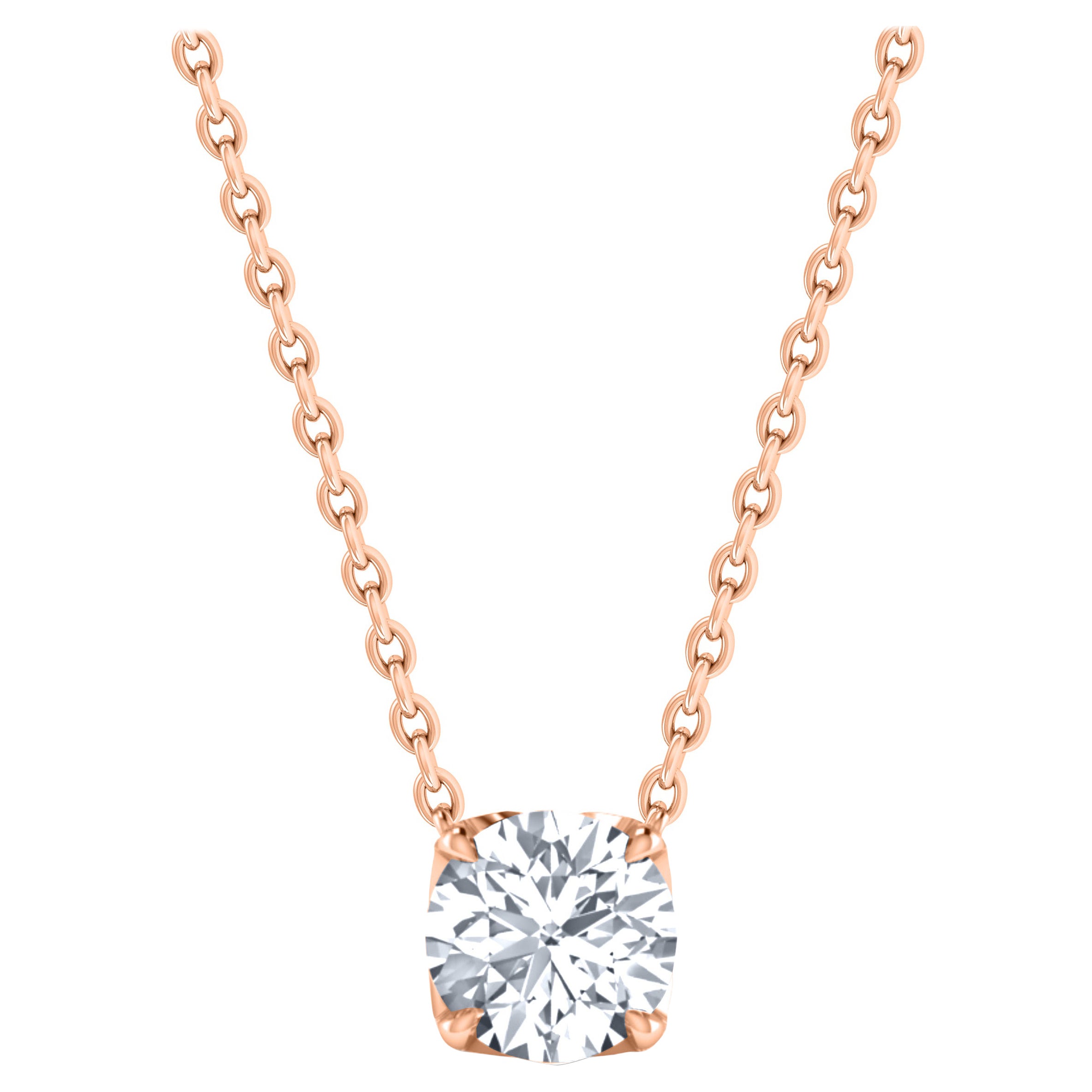 Harakh Halskette mit GIA-zertifiziertem 0,26 Karat Solitär-Diamant-Anhänger aus 18 KT Gold